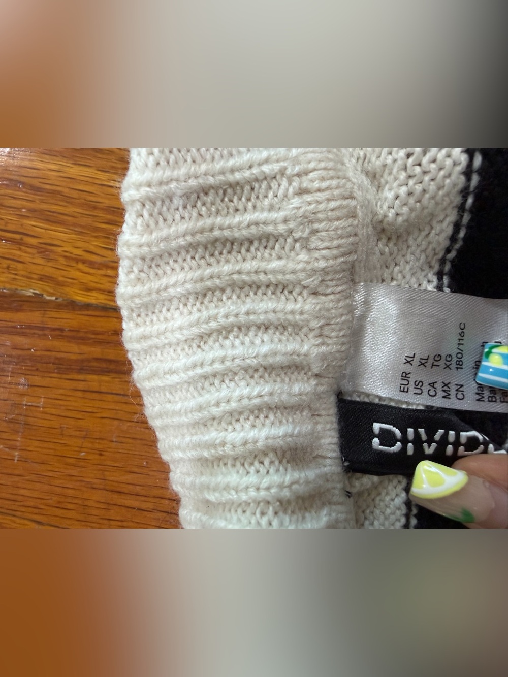 H&M Cream & Black Striped Knit Collared Sweater - Picture 3 of 4